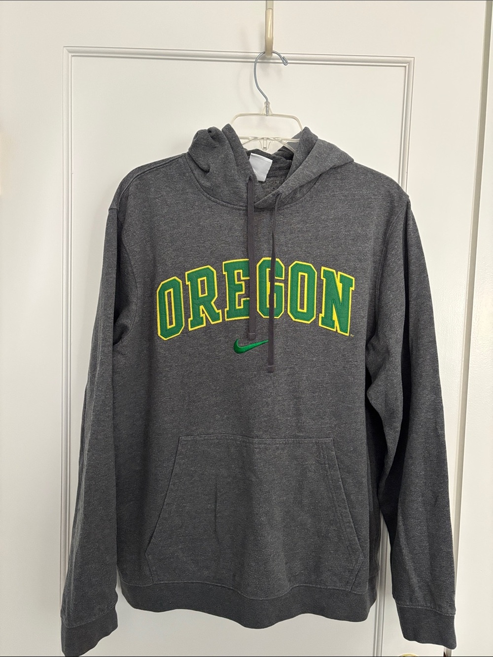 Nike Gray Oregon Hoodie with Yellow and Green Logo